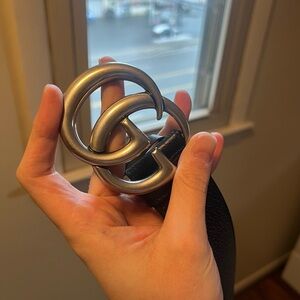 Gucci Black Belt with Silver Buckle